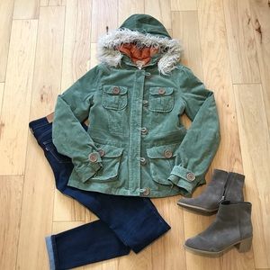 Vintage Anthropologie Velveteen Military Parka